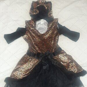 SUIT YOURSELF KITTY CAT LEOPARD HALLOWEEN COSTUME HOODED DRESS-GIRLS SIZE XL